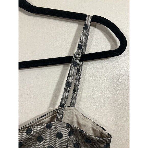 Fossil Womens Polka Dot Mesh Overlay Mini Dress S Black Beige Whimsygoth Retro - Picture 4 of 8